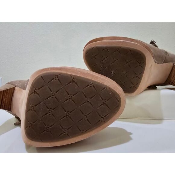 UGG Georgette Shearling Nubuck High Heel Booties Size 7 Cozy + Luxe Winter Chic - Picture 5 of 10